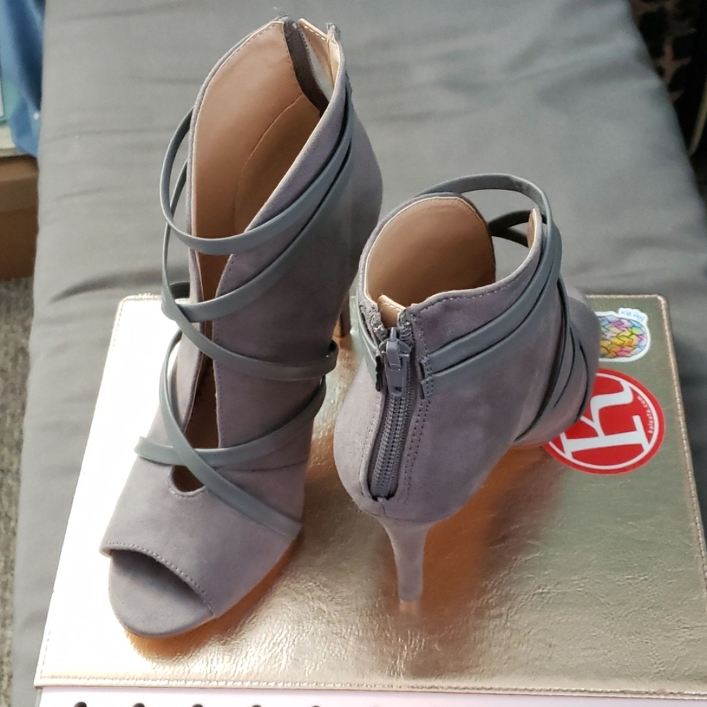 Grey bootie heels